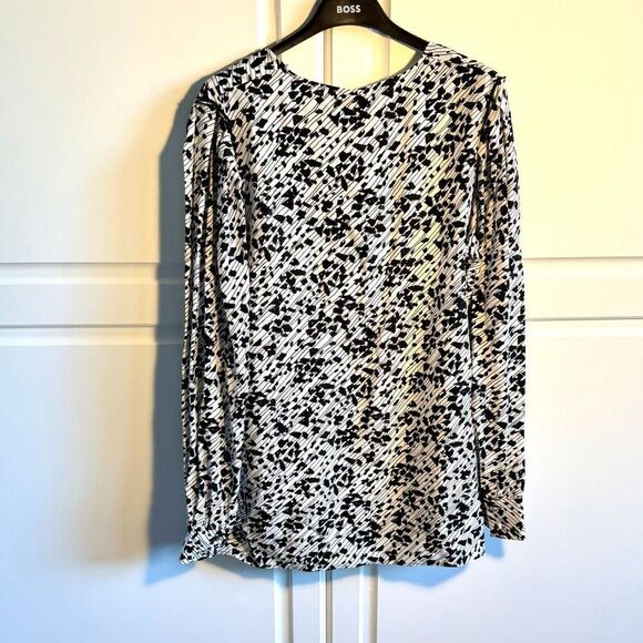 NWT BOSS Baluta confetti print silk popover blouse Size 6 - Picture 8 of 15